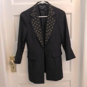 Tallulah Sunrise Womens Small Black Blazer Jacket with Gold Grommets